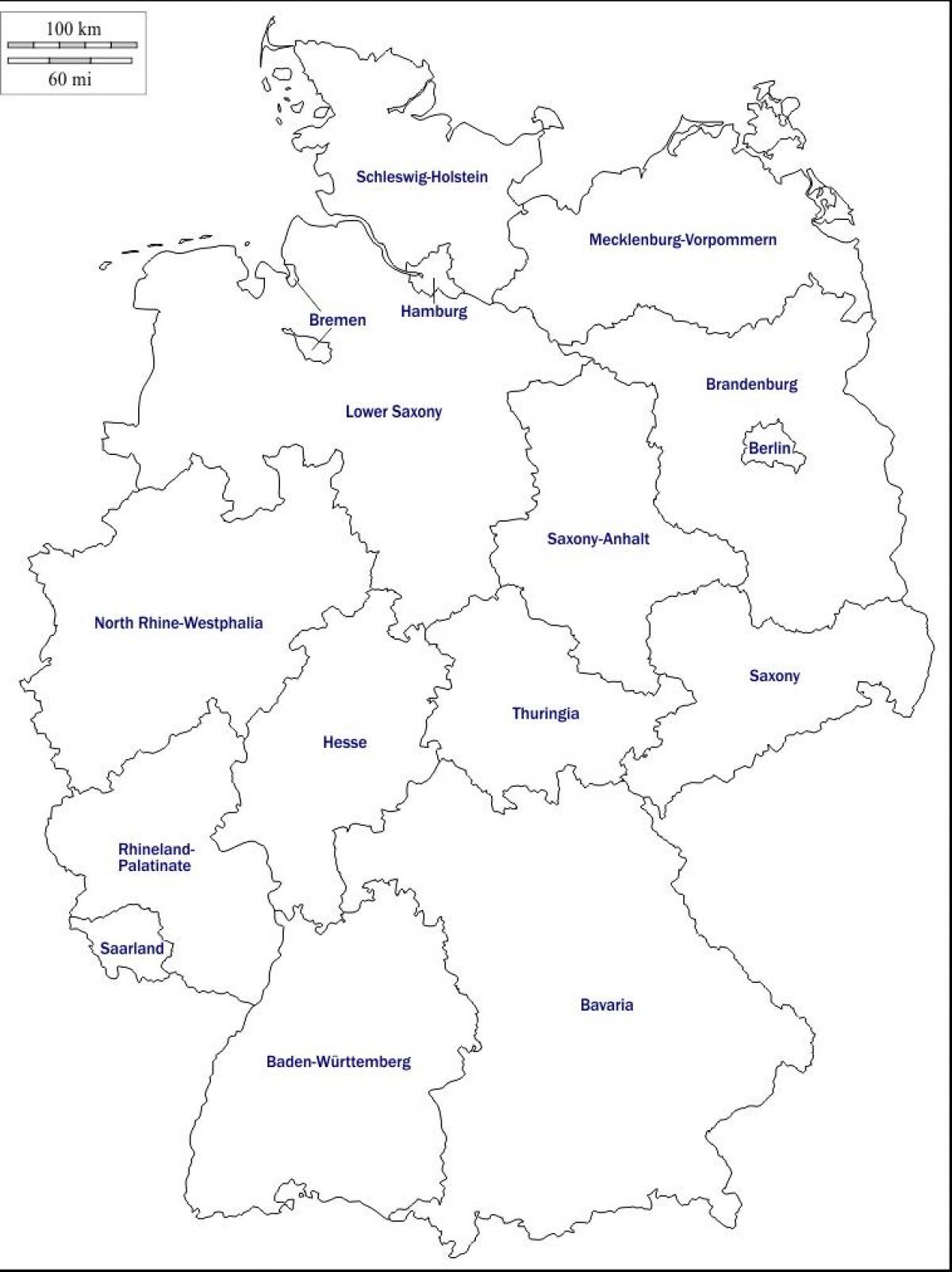 Blanco Kaart Van Duitsland Schetskaart En Vectorkaart Van Duitsland