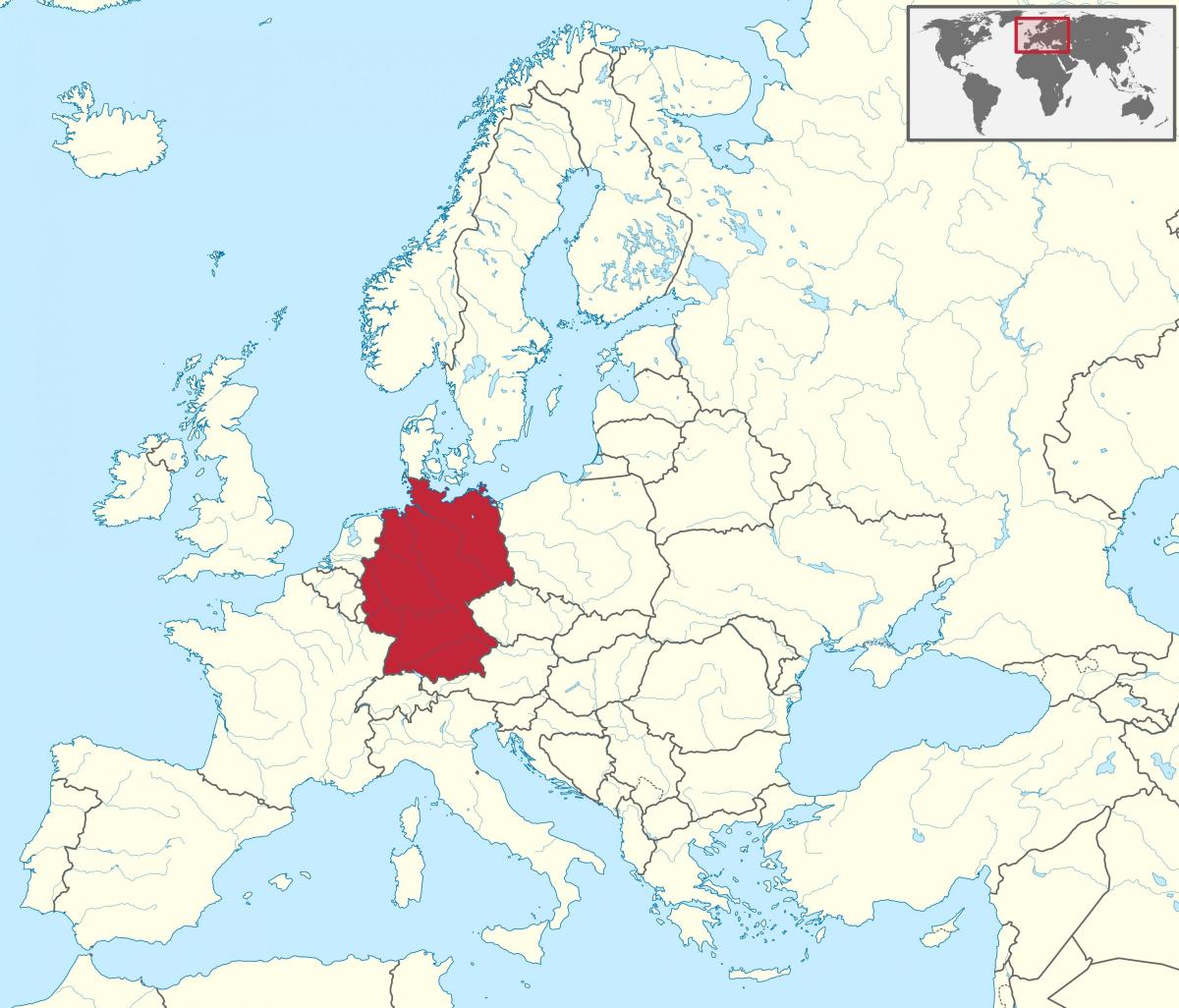Duitsland ligging op de Europa-kaart