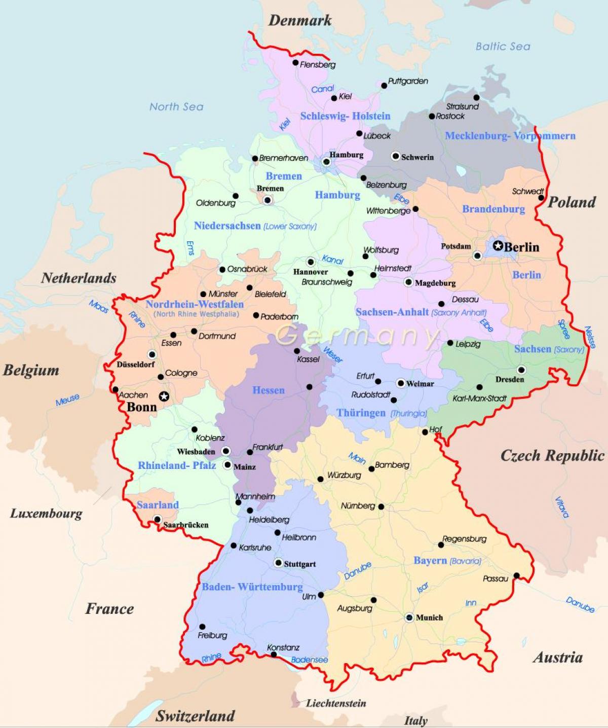 Duitsland op een kaart