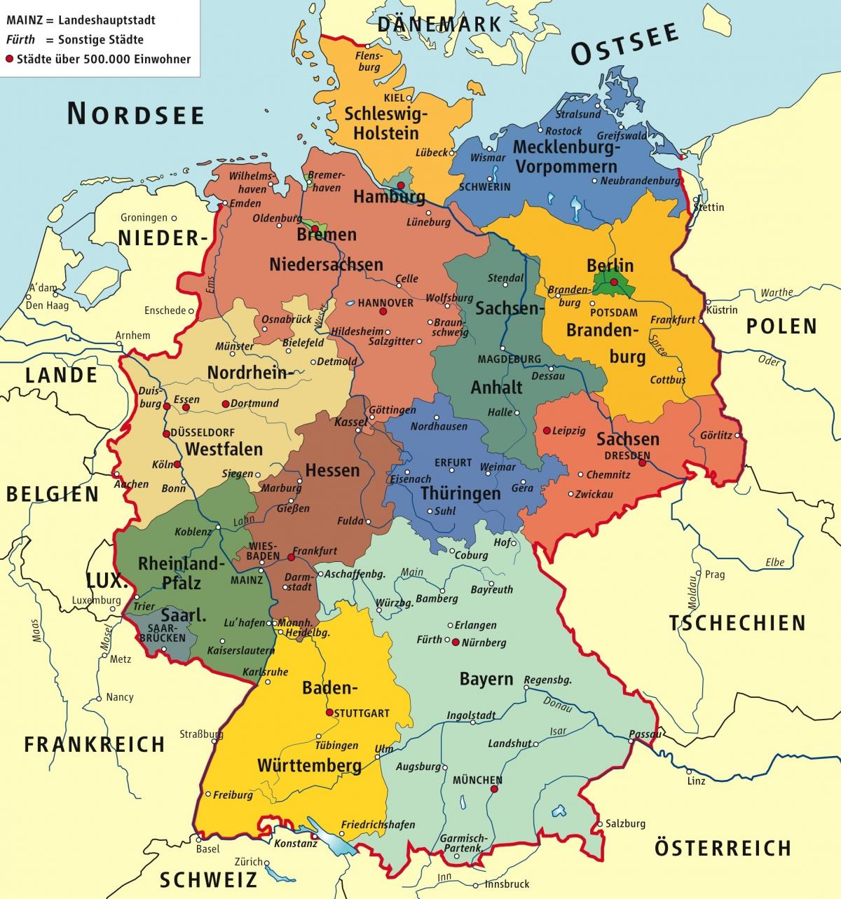 Duitsland administratieve kaart