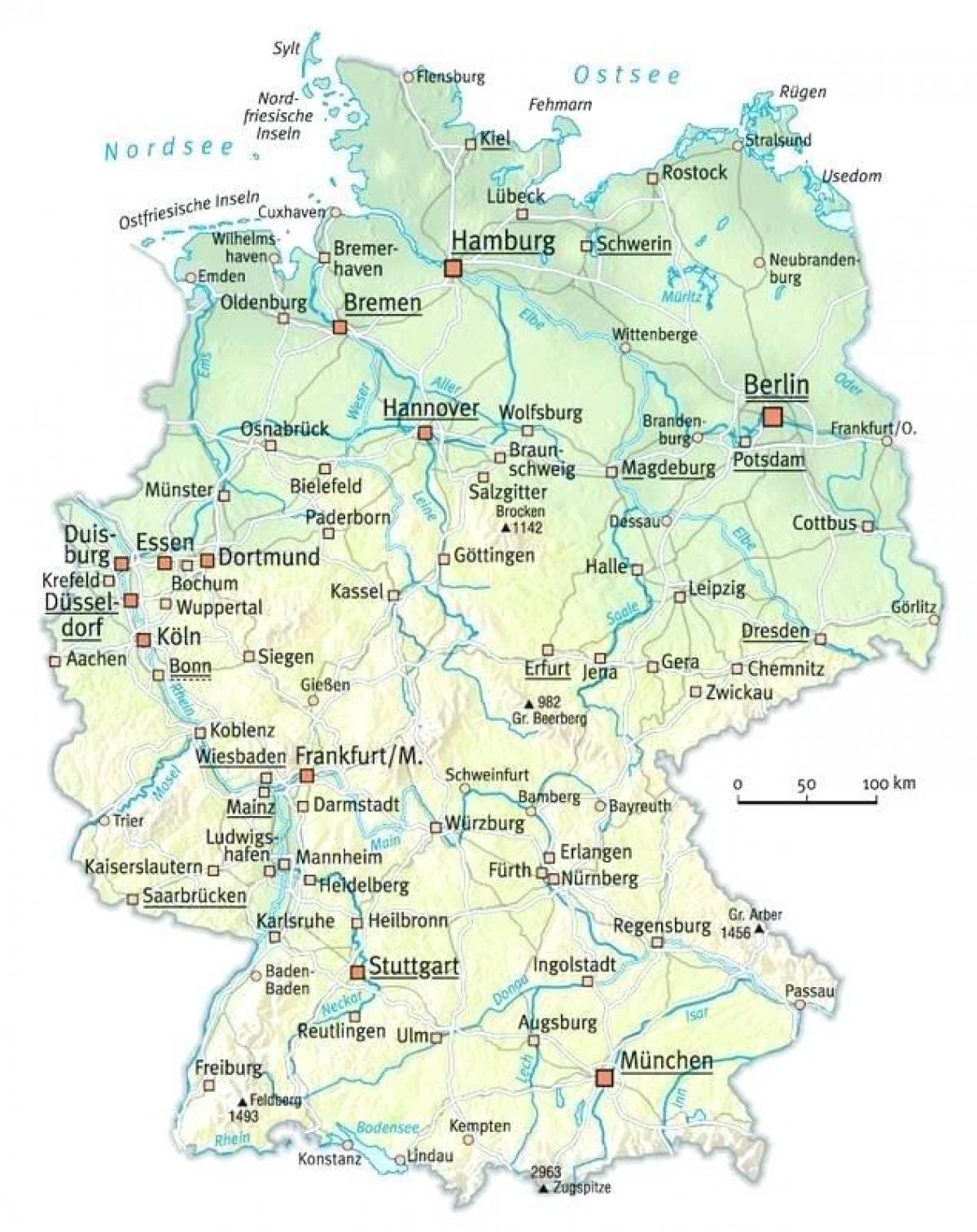 Rivieren in Duitsland kaart