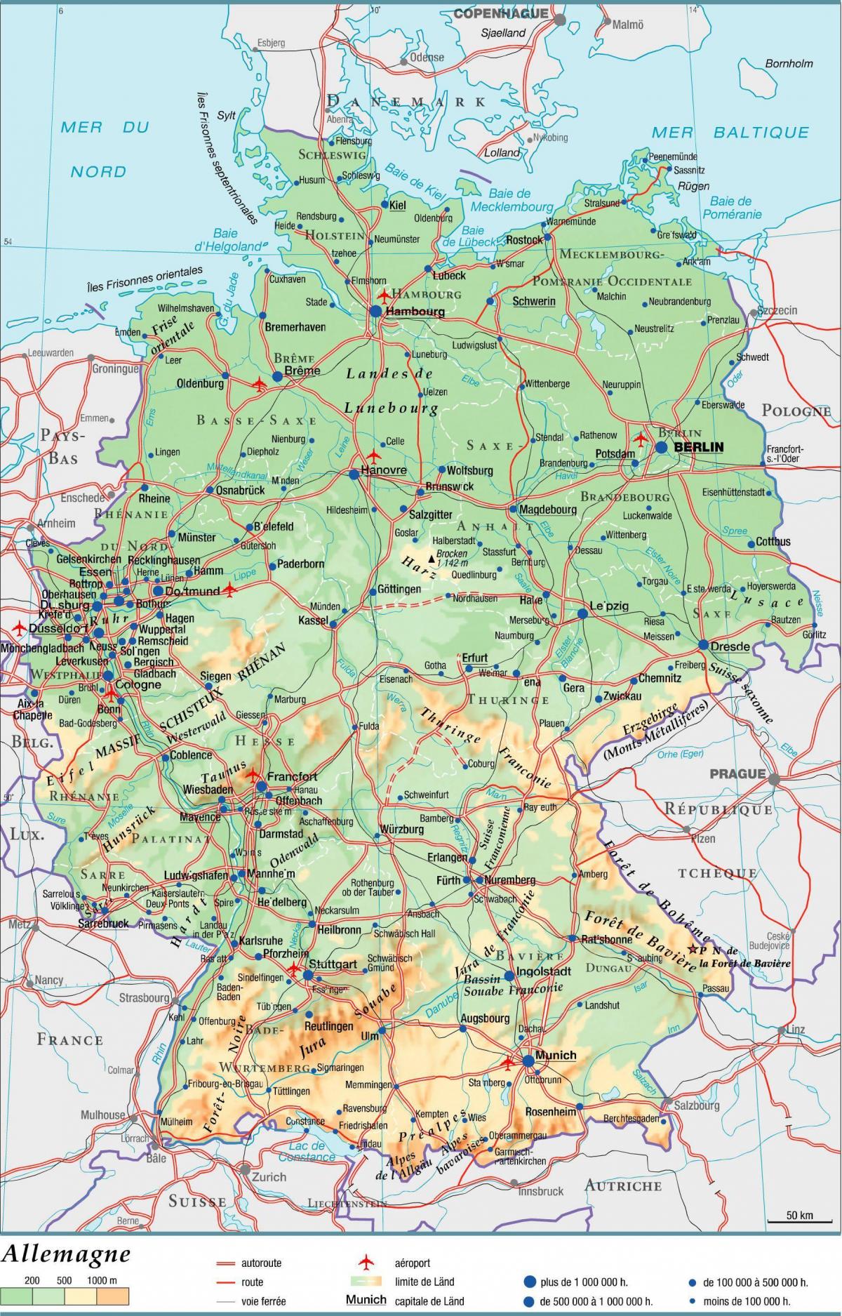 Grote kaart van Duitsland