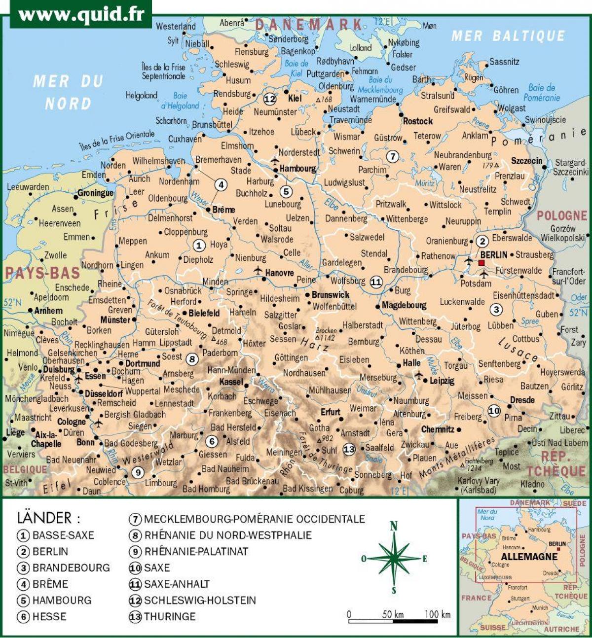 De kaart van Noord-Duitsland